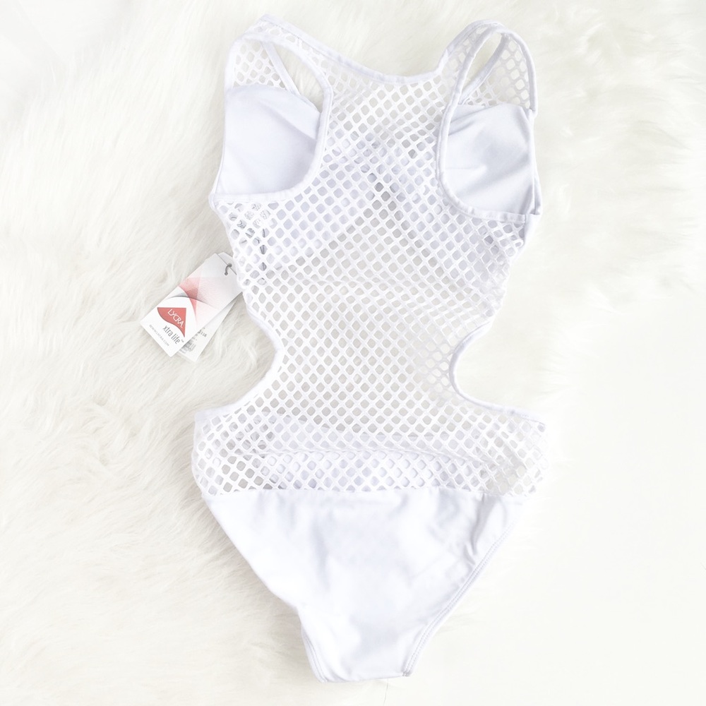 Peixoto | ivory bowtie netted mesh cutout onepiece - Picture 5 of 6